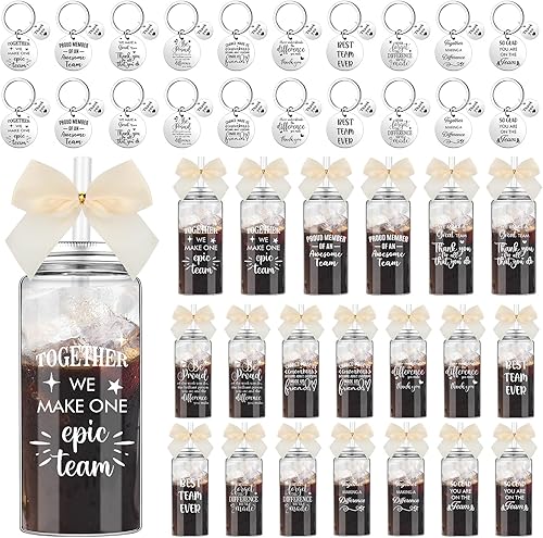 Skylety Regalos de agradecimiento a los empleados del día de San Valentín, 20 vasos de plástico delgados de 13.5 onzas con tapa y pajita, 20