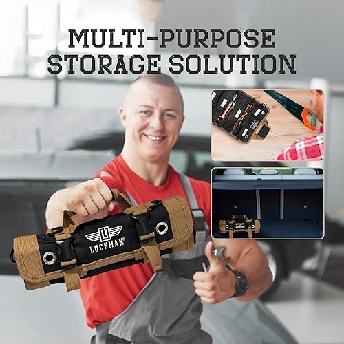 Miniatura 6 de Bolsa de herramientas enrollable bolsa de herramientas resistente para hombres y mujeres, organizador de rollos de herramientas compacto y