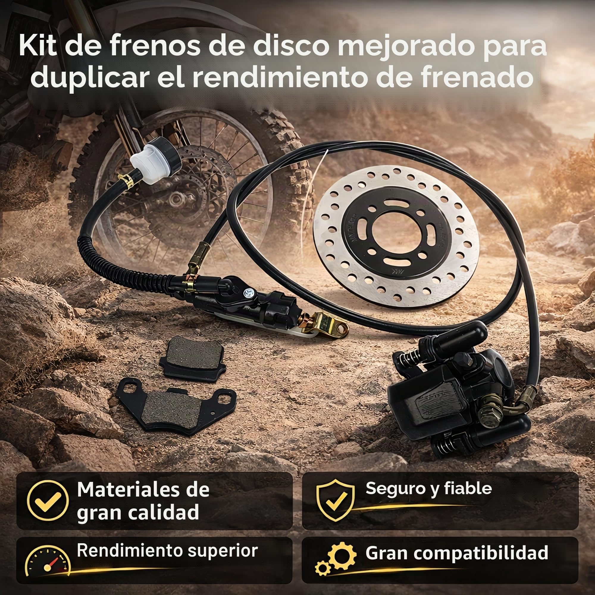 Sistema De Pinza De Freno De Disco Trasero Hidr¨¢ulico Go Kart,Frenos Go Kart, Pastillas Del Sistema De Pinza De Freno De Disco Trasero Rotor De Disco Freno Trasero Cilindro Maestro Conjunto De Pinza