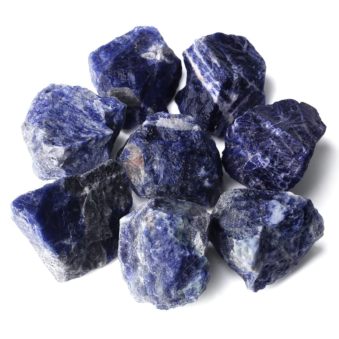 ZHIYUXI 2" Blue Sodalite Crystal Raw Crystals Bulk Crystals and Stones Large Natural Real Quartz Big Huge Rocks Gemstones for Tumbling Witchcraft Wire