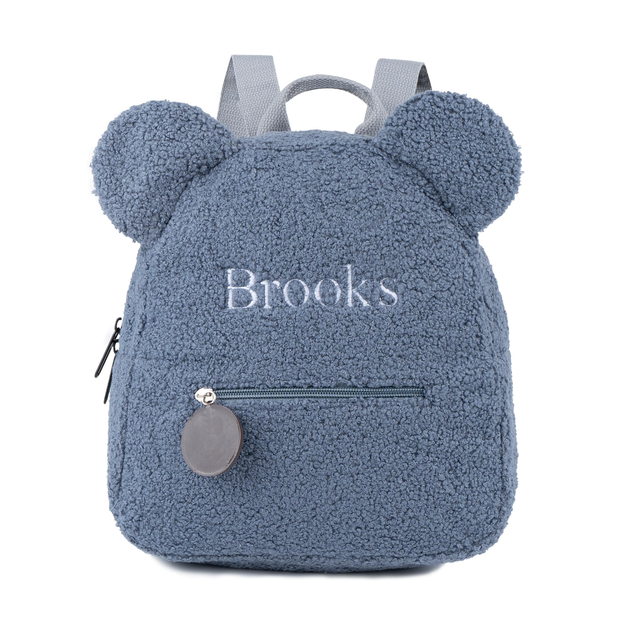 MT WORLD Toddler Backpack Personalized Small Toddler Boy Backpack with Embroidered Name - Blue Teddy Bear Daycare Fuzzy Backpacks for Baby Boys -