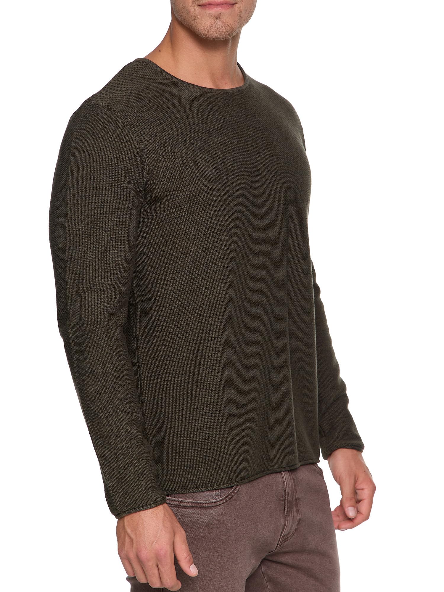 Indicode Herren Loakim Klassischer Strickpullover mit Rundhalsausschnitt | Pullover Herrenpullover Pulli meliert für Männer