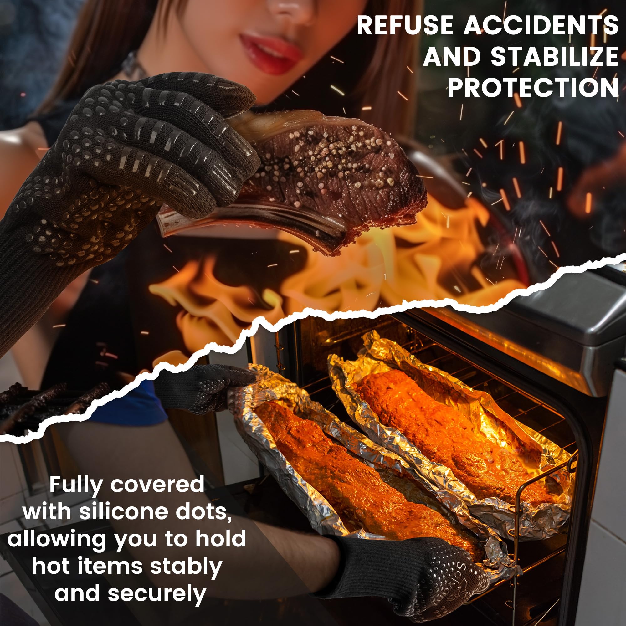 Soplador Barbacoa Guantes Para Barbacoa Resistentes Al Calor De 800 °C, Guantes Guantes Para Horno