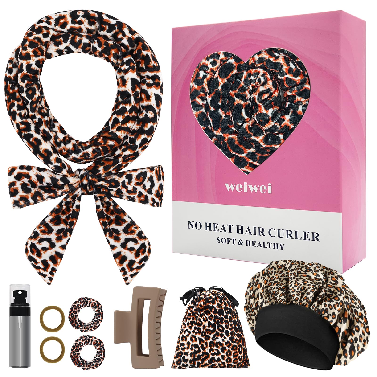weiwei Lockenwickler Über Nacht, Samt Heatless Overnight Curls Band Locken ohne Hitze, 70" Haarwickler DIY Hair Curler Rollers Lockenband, 9 Stück Locken Set mit Schlafmütze für Langes Haar