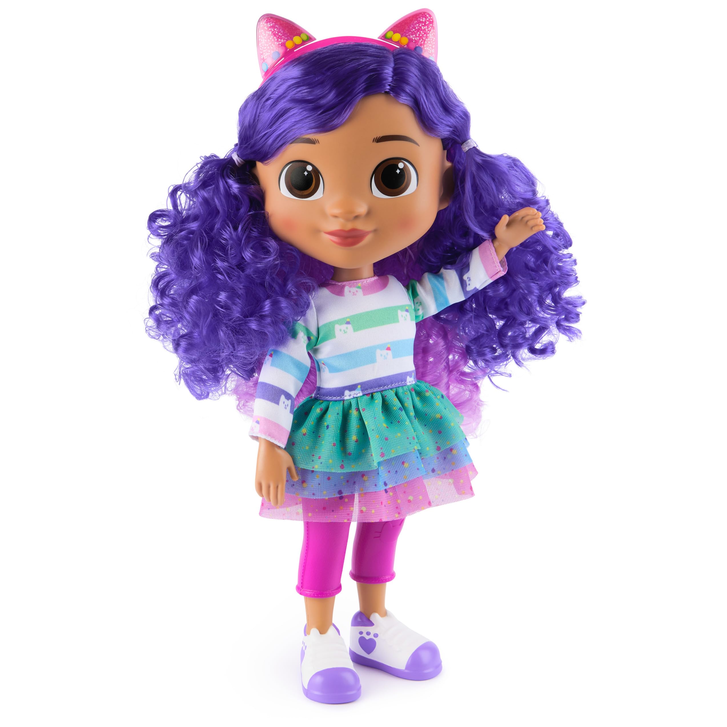 Gabby's Dollhouse DreamWorks, Sing & Celebrate Gabby Girl Doll, 13-Inches Tall with Sound Effects & Reversible Cat Ears, Kids Toys for Girls & Boys Ages 3+