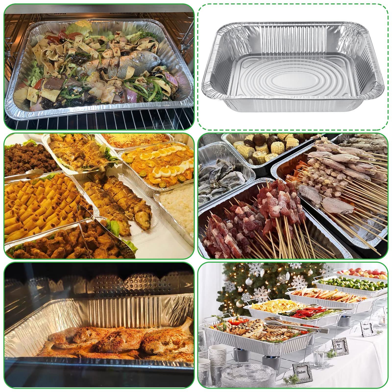 SENENQU 30 Pezzi Teglia Alluminio 3500 ml Senza Coperchio, Teglie Alluminio Usa e Getta per Barbecue Usa e Getta Forno Buffet Griglia Catering e Cucina