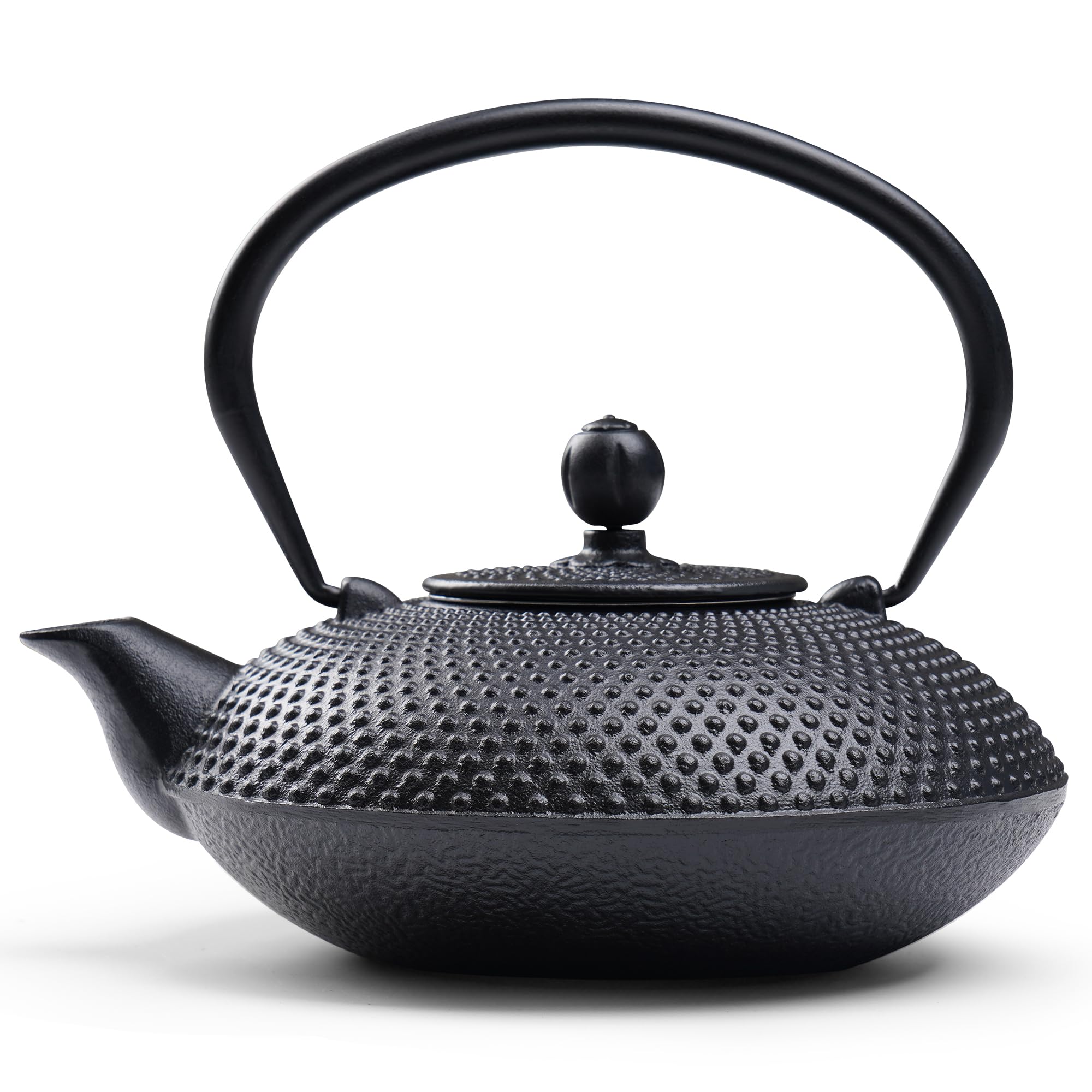 Théière traditionnelle japonaise en fonte - Noire - 800 ml | Design lourd, motif texturé, style asiatique avec intérieur émaillé et passoire à thé en acier inoxydable