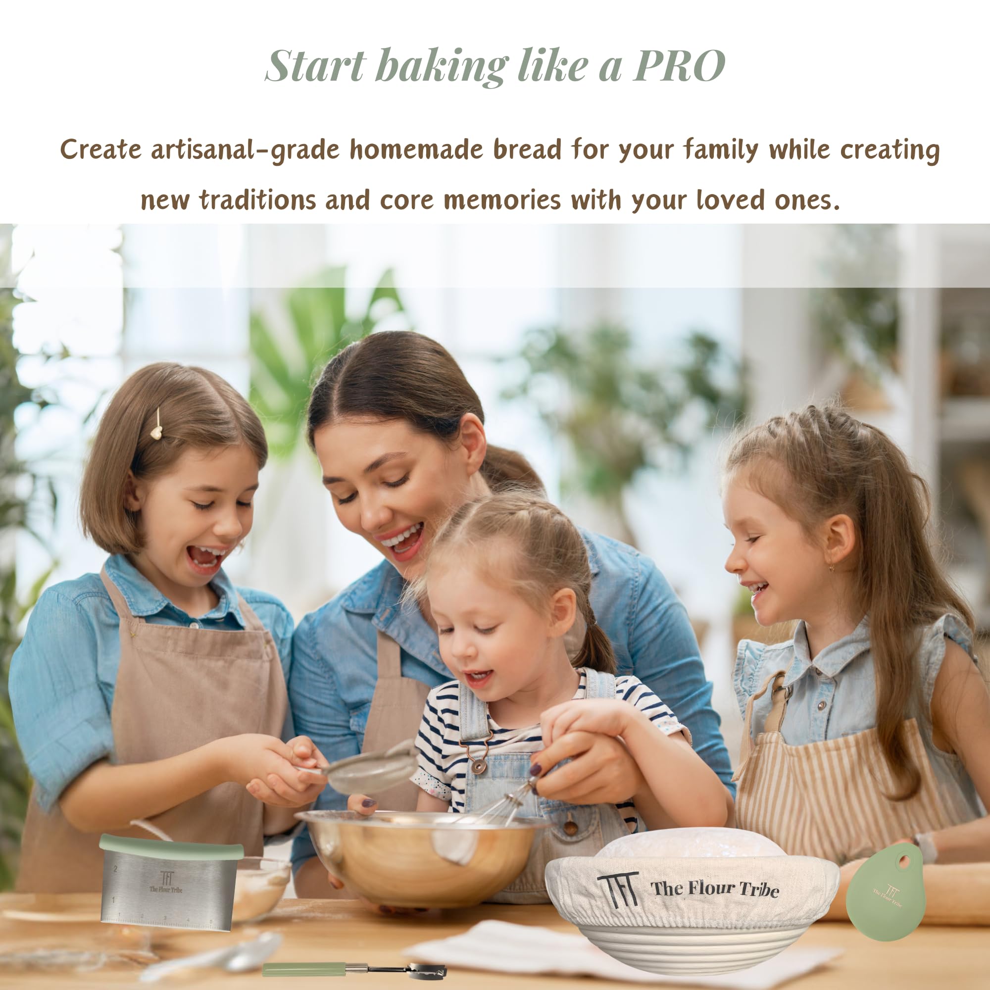 Banneton Bread Proofing Basket Set: Sourdough Starter Kit - 9 inch Round Rattan bowl, Scoring lame, dough scraper, bread bag, Sourdough Bread Baking Supplies Tools - Baking gift set