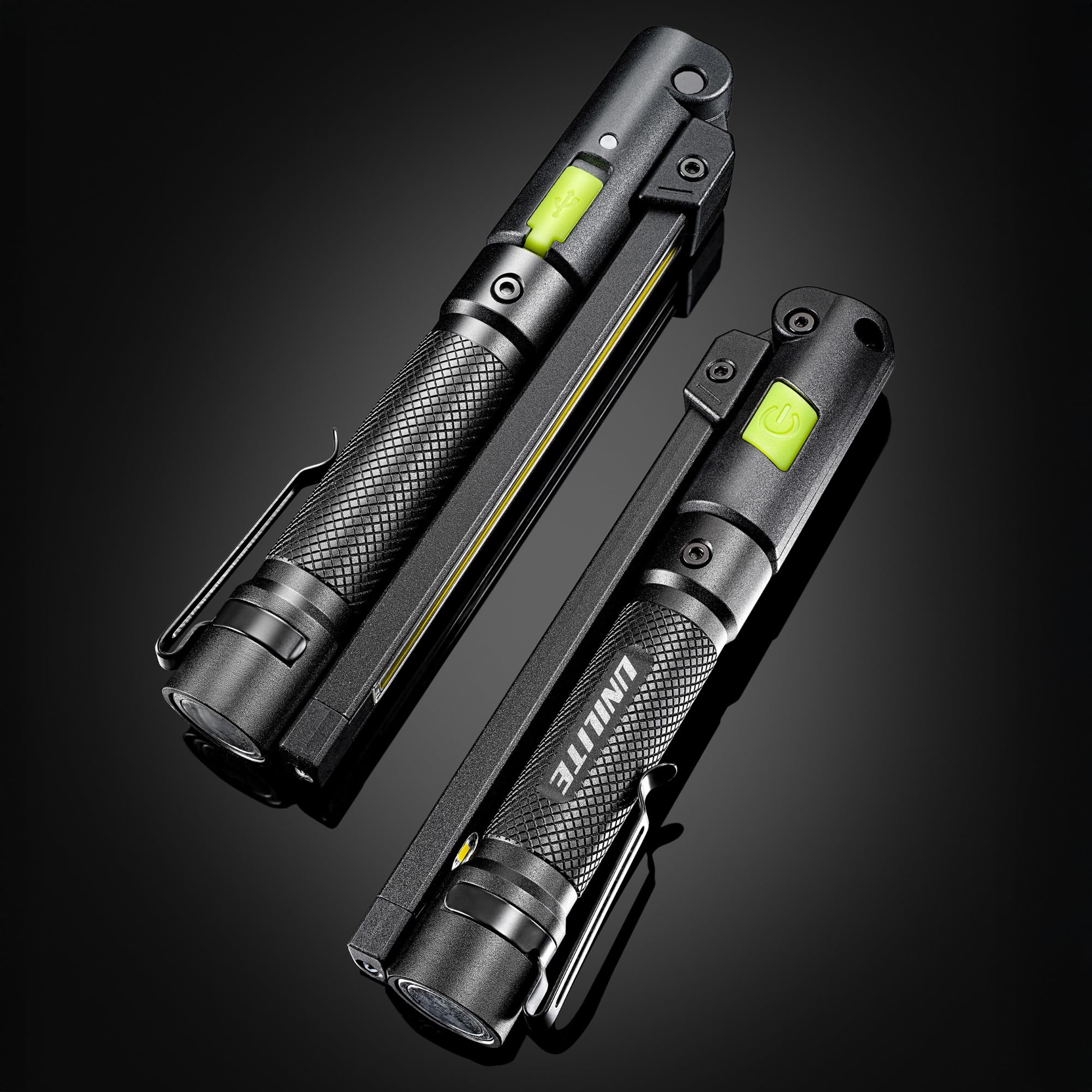 Unilite IL-425R LED-Inspektionsleuchte mit USB-Anschluss, wiederaufladbar, hochwertig, schlank, faltbar, 425 Lumen, zusätzliche Heck- und Ober-Taschenlampe, starker Magnetfuß, Schnellladung Typ C