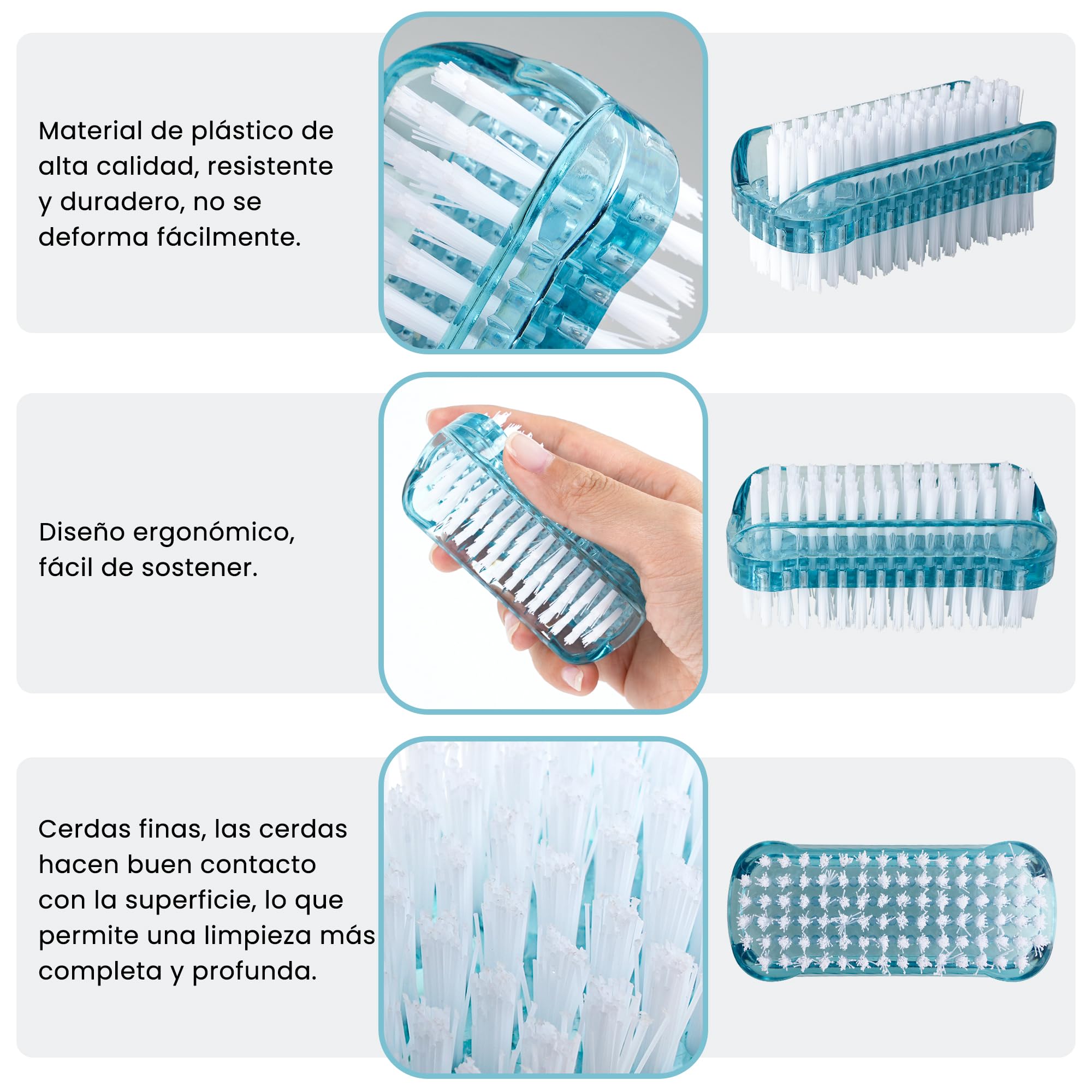4 Cepillos de Uñas de Doble Cara, Cepillo para Limpieza de Uñas de Manos y Pies, Cepillo de Mano para Uñas