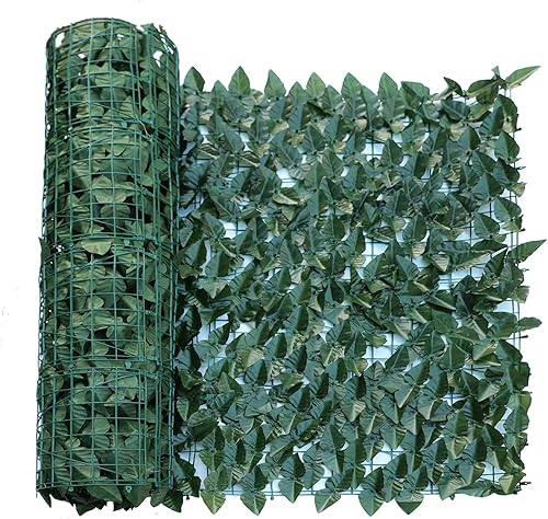 Miniatura 1 de Valla de privacidad de hiedra artificial, 39 x 138 pulgadas, vegetación sintética, decoración de hojas, setos falsos, pantallas para exteriores,