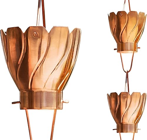 Monarch Rain Chains 14003 Akira de cobre puro, 8-12 pies de longitud de repuesto para canalones, cadena de lluvia de 8.5 pies