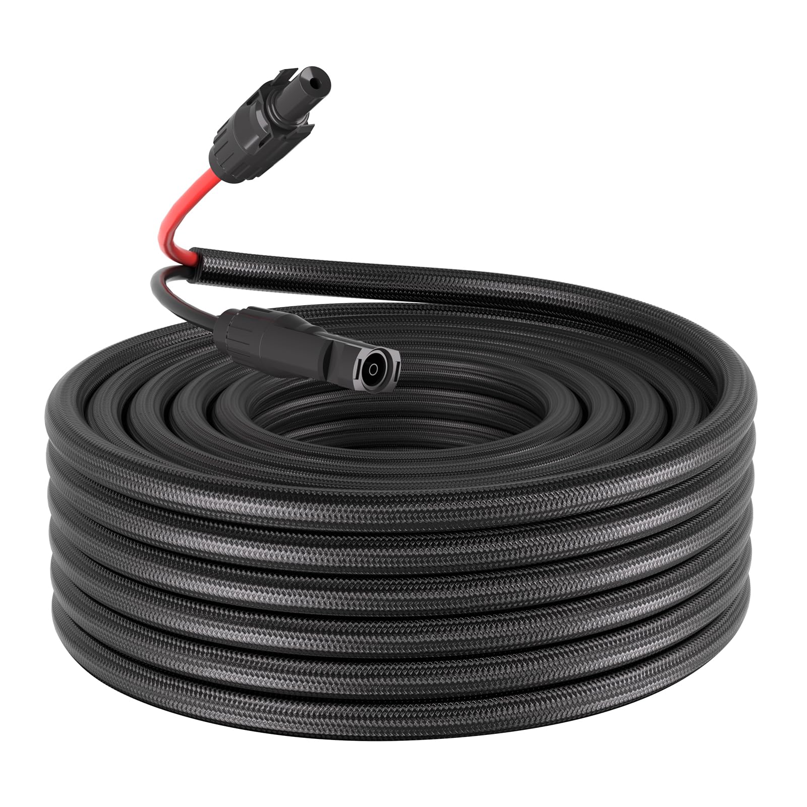 VEVOR Cable Solar 6 mm², Cable de Extensión para Paneles Solares 15,24 m, con Conectores MC4 Hembra y Macho, Funda Ignífuga, IP67 Impermeable, para Instalación Exterior de Fotovoltaicos, Rojo y Negro