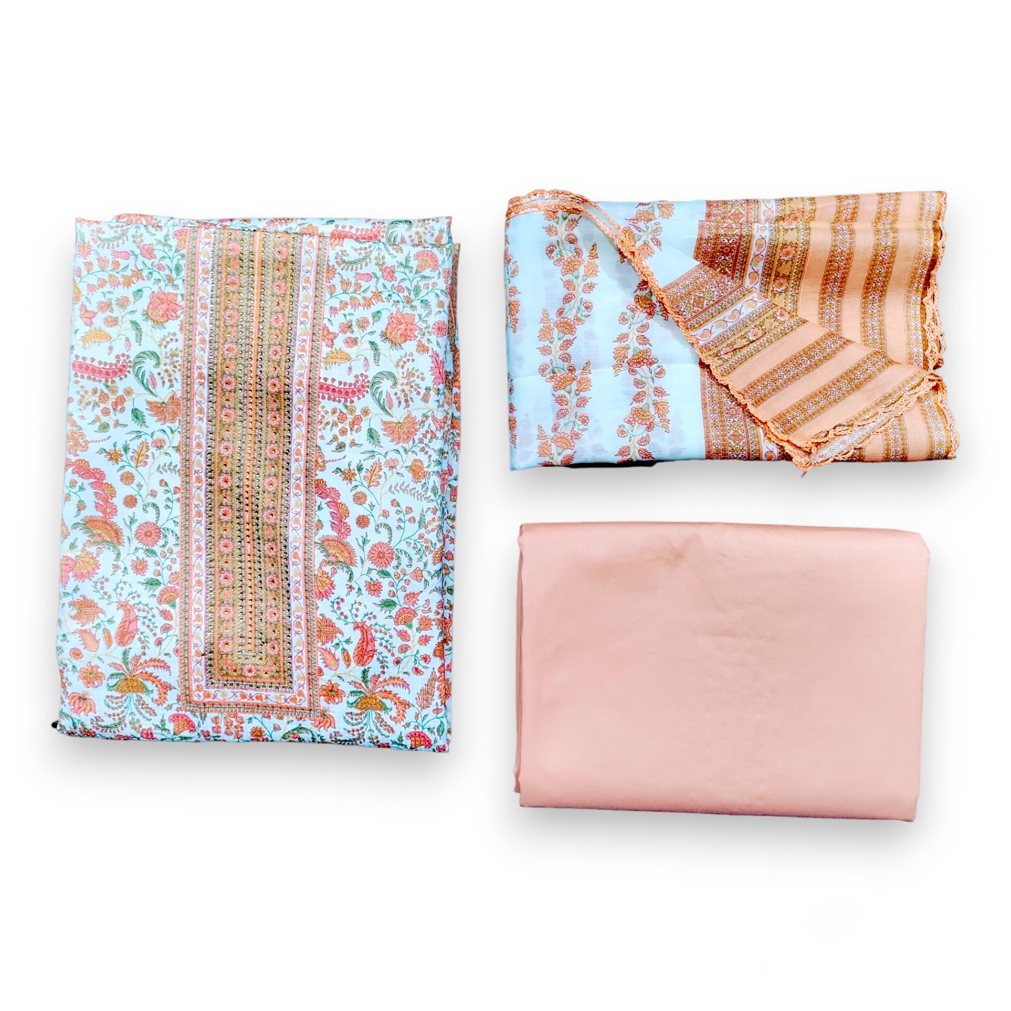 GenericImmix Collections Pure cotton dress material for women unstiched 5 Meter (2.5 M Top, 2.5 M Bottom and 2 M Dupatta, Aqua)…