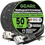 Câble Ethernet extérieur GearIT Cat6 (150ft) 23AWG Cuivre Pur, FTP, LLDPE, Étanche, Enterré, Résistant aux UV, POE, Réseau, LAN, Internet, Câble Cat 6, Câble Cat6 - 150 pieds