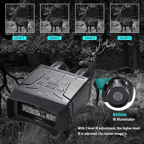 Miniatura 6 de ZIYOUHU Gafas de visión nocturna prismáticos de visión 4K para adultos prismáticos de pantalla grande de 3 pulgadas para guardar fotos y videos