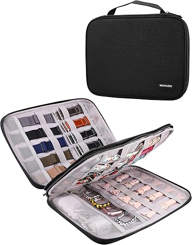 Wearlizer Funda de almacenamiento para correa de reloj, con capacidad para 35 correas de reloj, bolsa organizadora portátil compatible con Apple