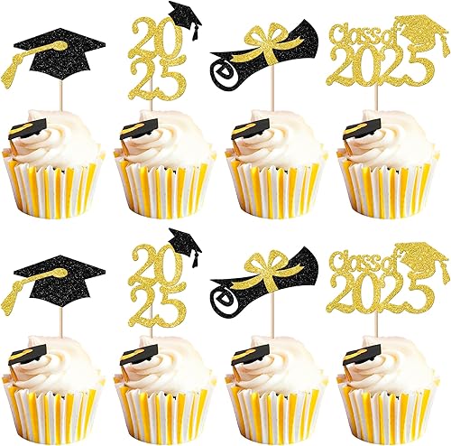 Rsstarxi Paquete de 48 decoraciones para cupcakes de graduación 2023, congrats Grad 2023, decoraciones para tartas 2023, tapa de graduación,