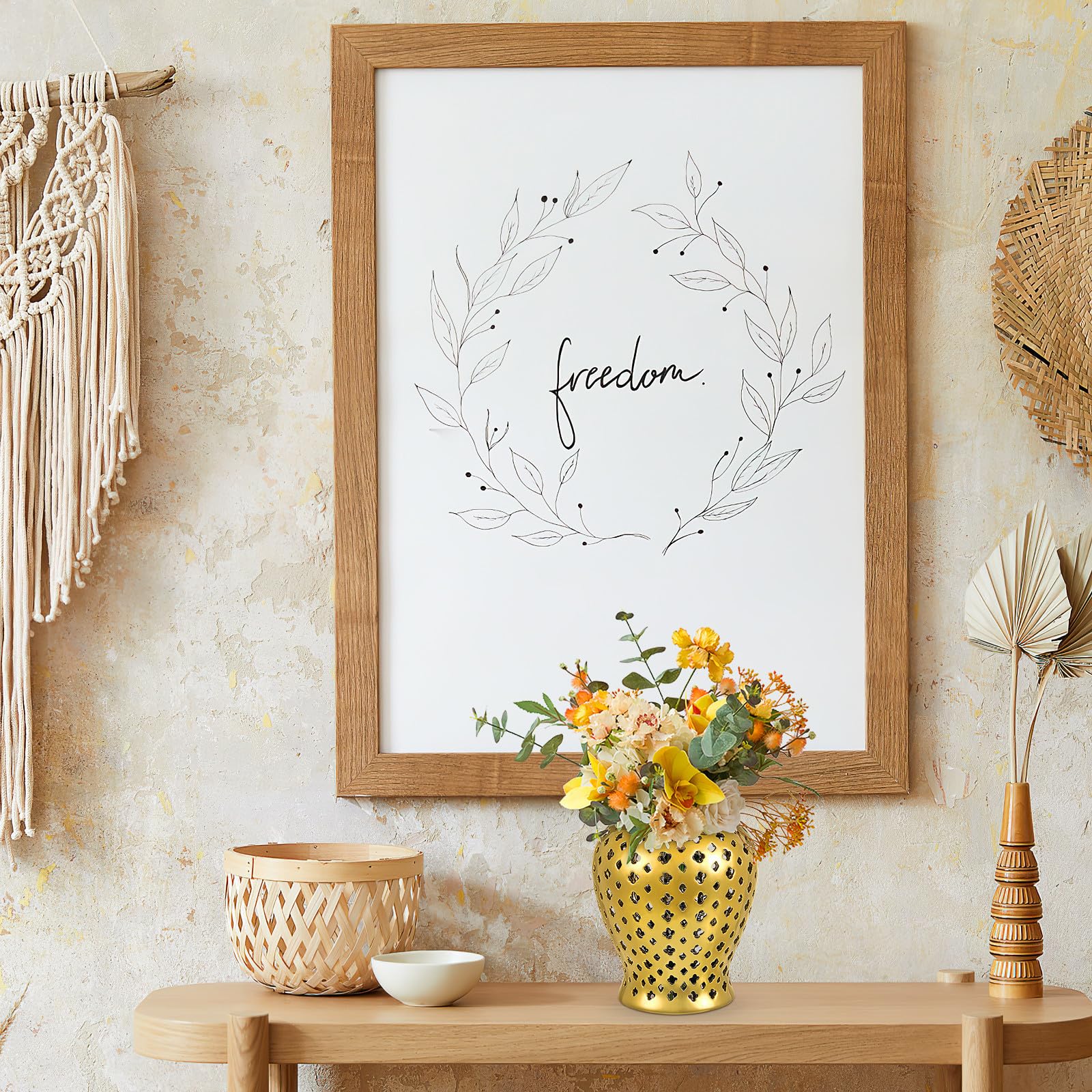 Vaso per Fiori in Ceramica Dorata Traforata per Casa e Tavolo | Adatto a Fiori di Seta e Artificiali, Leggero e Facile da Portare, Stile Romantico per Feste e Capodanno