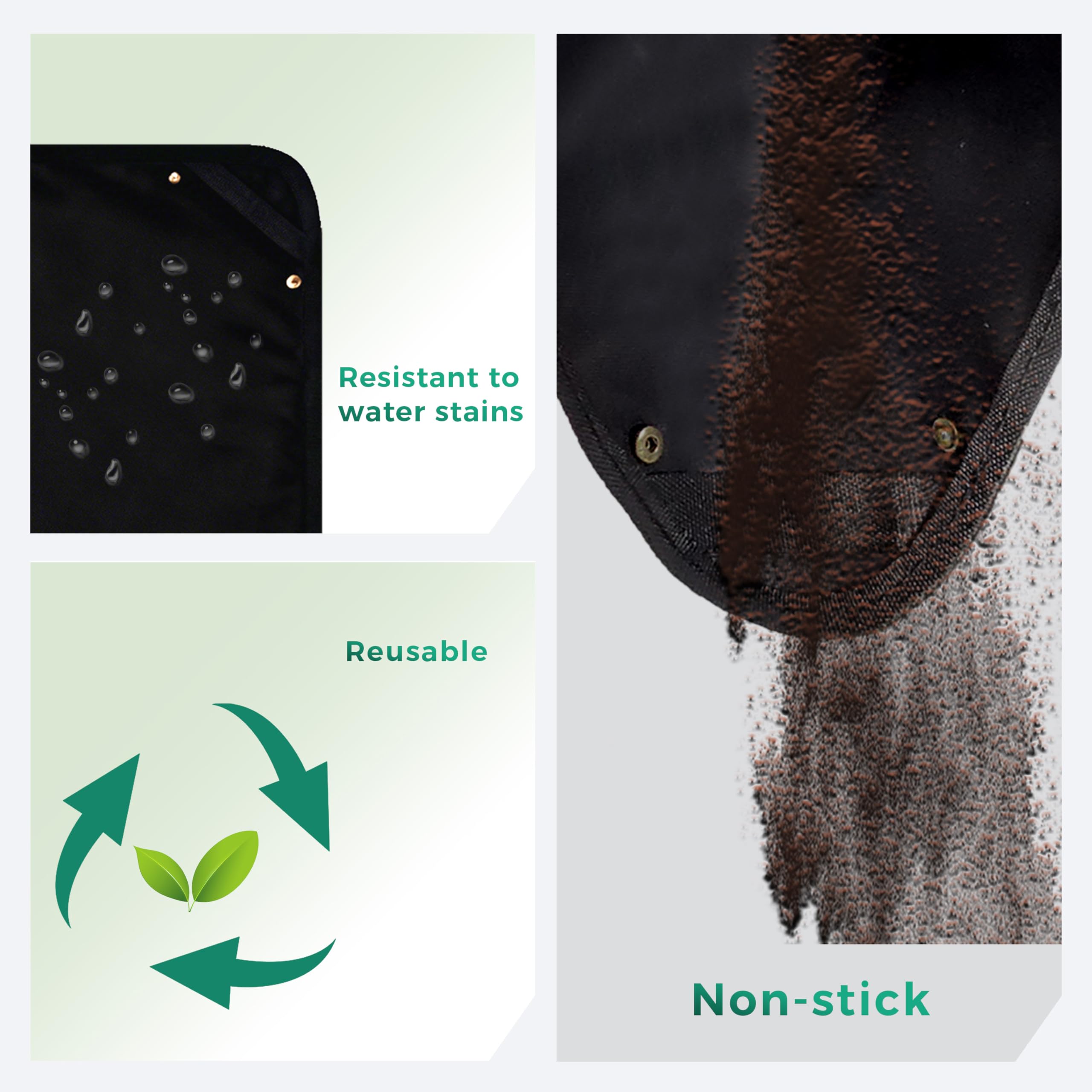 Tapis Imperméable de Rempotage - 100x150 cm Bac de Plantage en Tissu Oxford, Pliable et Portable pour Jardinage d'Intérieur, Contrôle de la Terre (Impression Feuilles Noires)