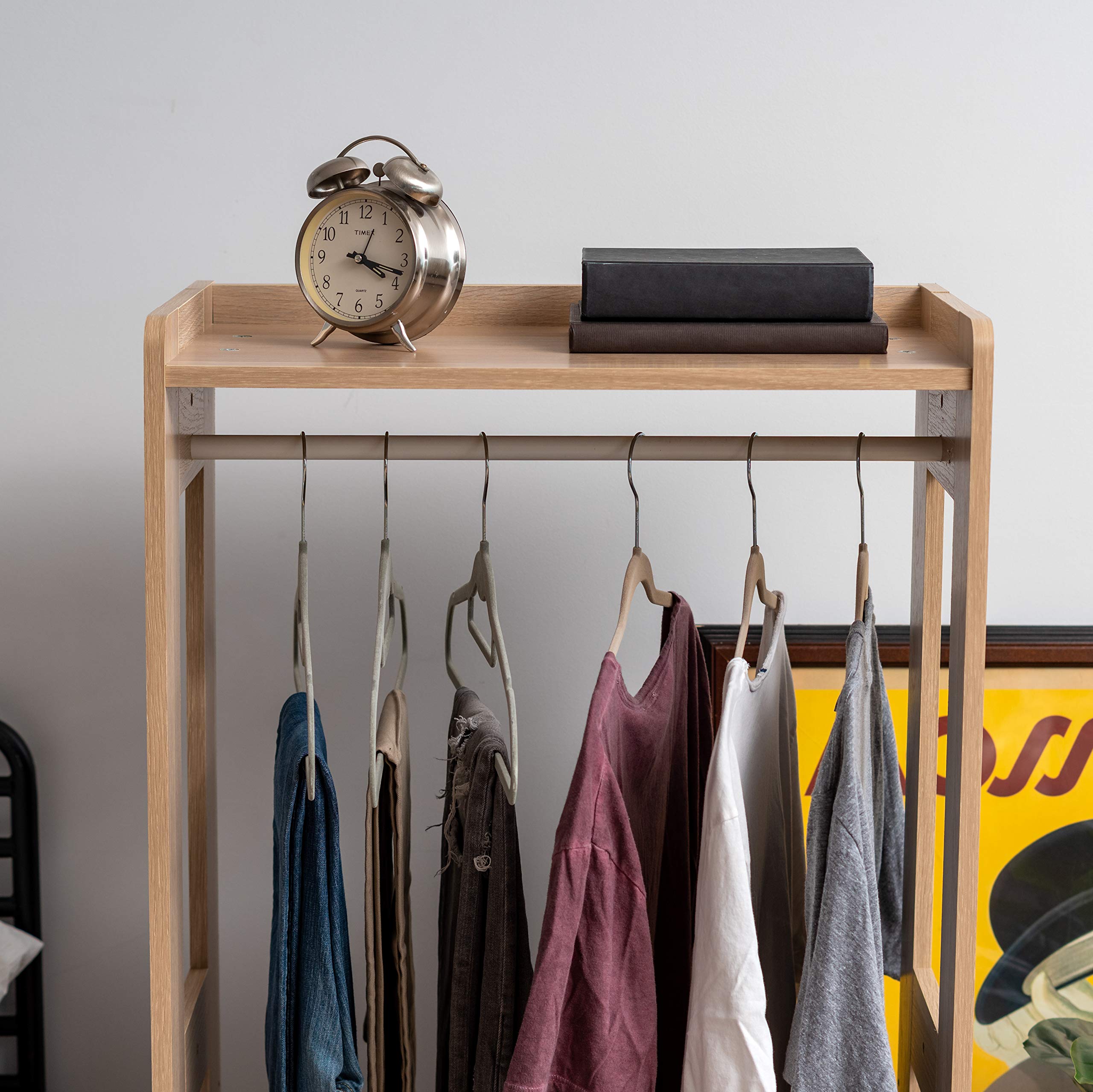 IRIS USA Small Open Wood Clothing Rack for Small Spaces, Clothes Rack