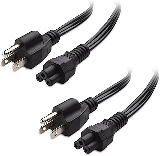 Cable Matters 2-Pack 3 Prong Power Cord 6 ft, UL Listed 16 AWG Laptop Power Cord, 3 Prong Replacement Cord Compatible with Dell HP ASUS Computers/Power Cord 3 Prong (NEMA 5-15P to IEC C5) - 6 Feet
