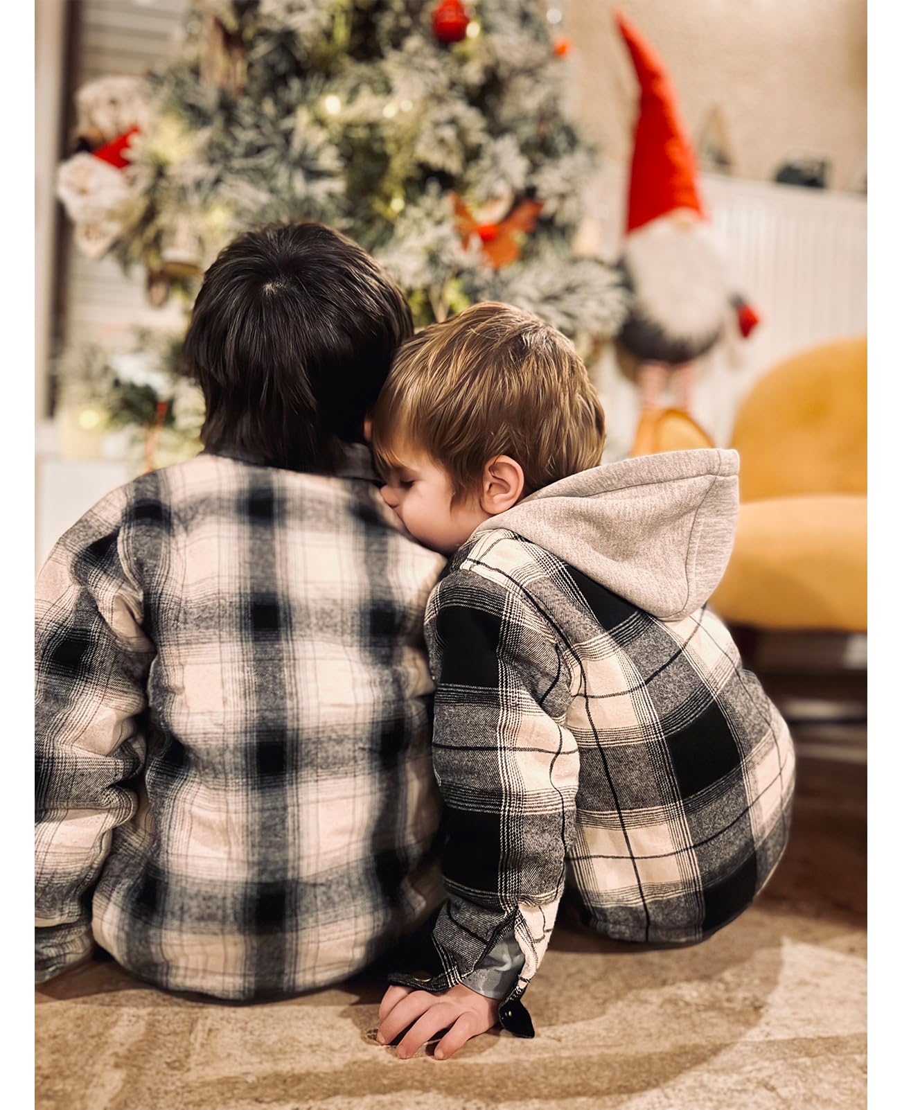 ZENTHACE Chaqueta de franela con forro de sherpa para niños y niñas, acogedora chaqueta a cuadros (género neutro)