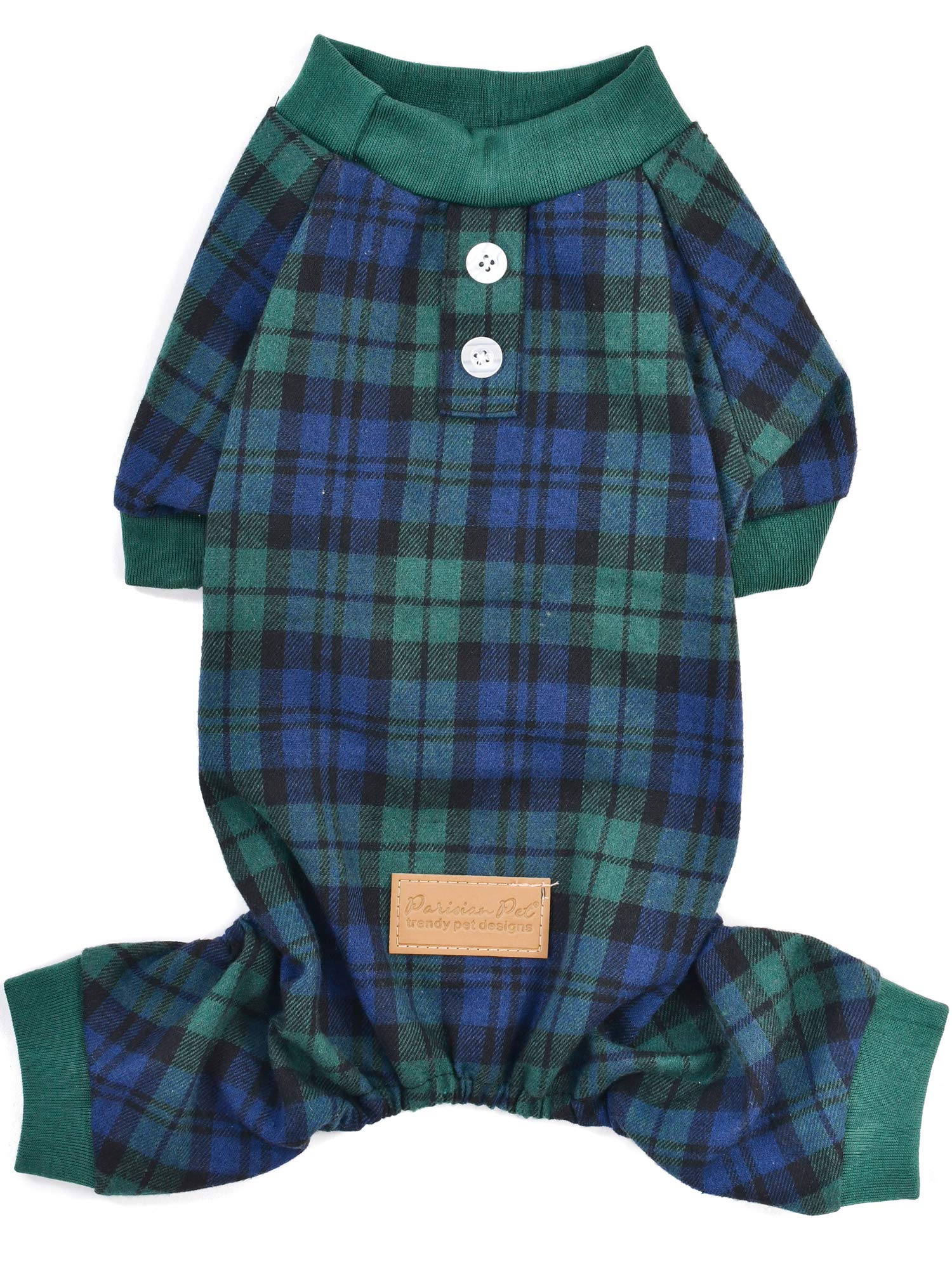 Parisian Pet Green Plaid Stretchable Dog Pajamas - Large (2XL) and above - Unisex - Cotton Material - Machine Washable - Perfect for Large Breeds - Winter Season