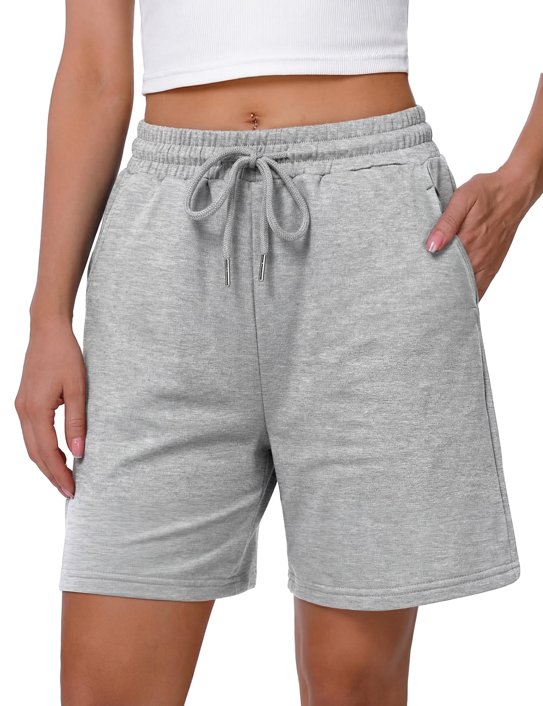 Litherday Shorts Damen Kurze Hose Sportshorts Jogginghose Sweathose Atmungsaktive Trainingshose Laufshorts mit Taschen Elastischer Bund zum Fitness Yoga Running Gym Basketball für Sommer