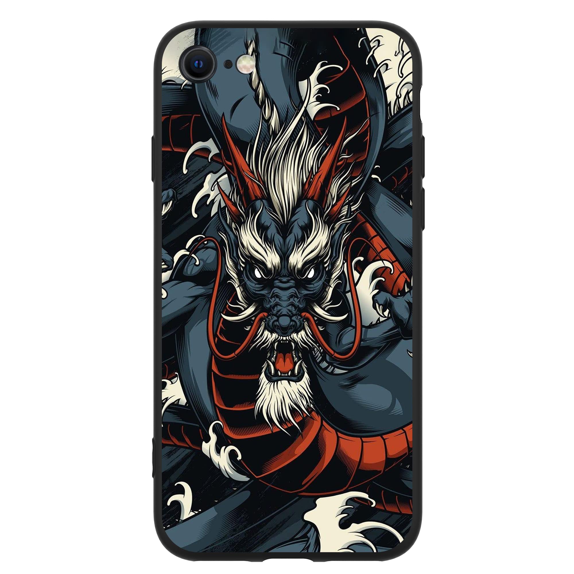 KING DRAGON Pattern Case for iPhone SE 2022 & iPhone SE 2020, with US Superhero Character, Compatible Wireless Charging Silicone iPhone 7 & iPhone 8 Case Black