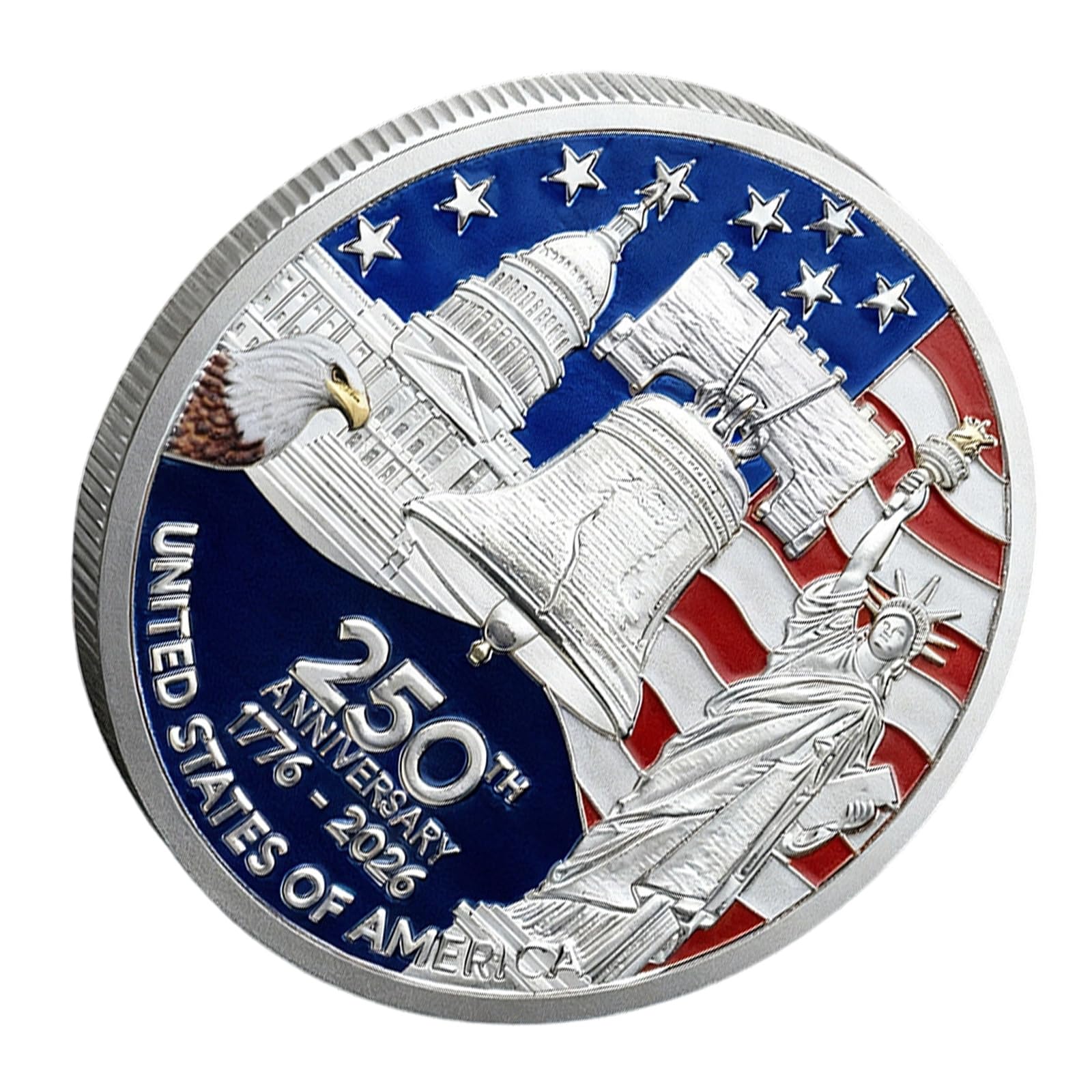 Asukohu 40mm US 250th Anniversary Collectible Coin Independence Memorial for Decoration and Patriotism Bird Anniversary