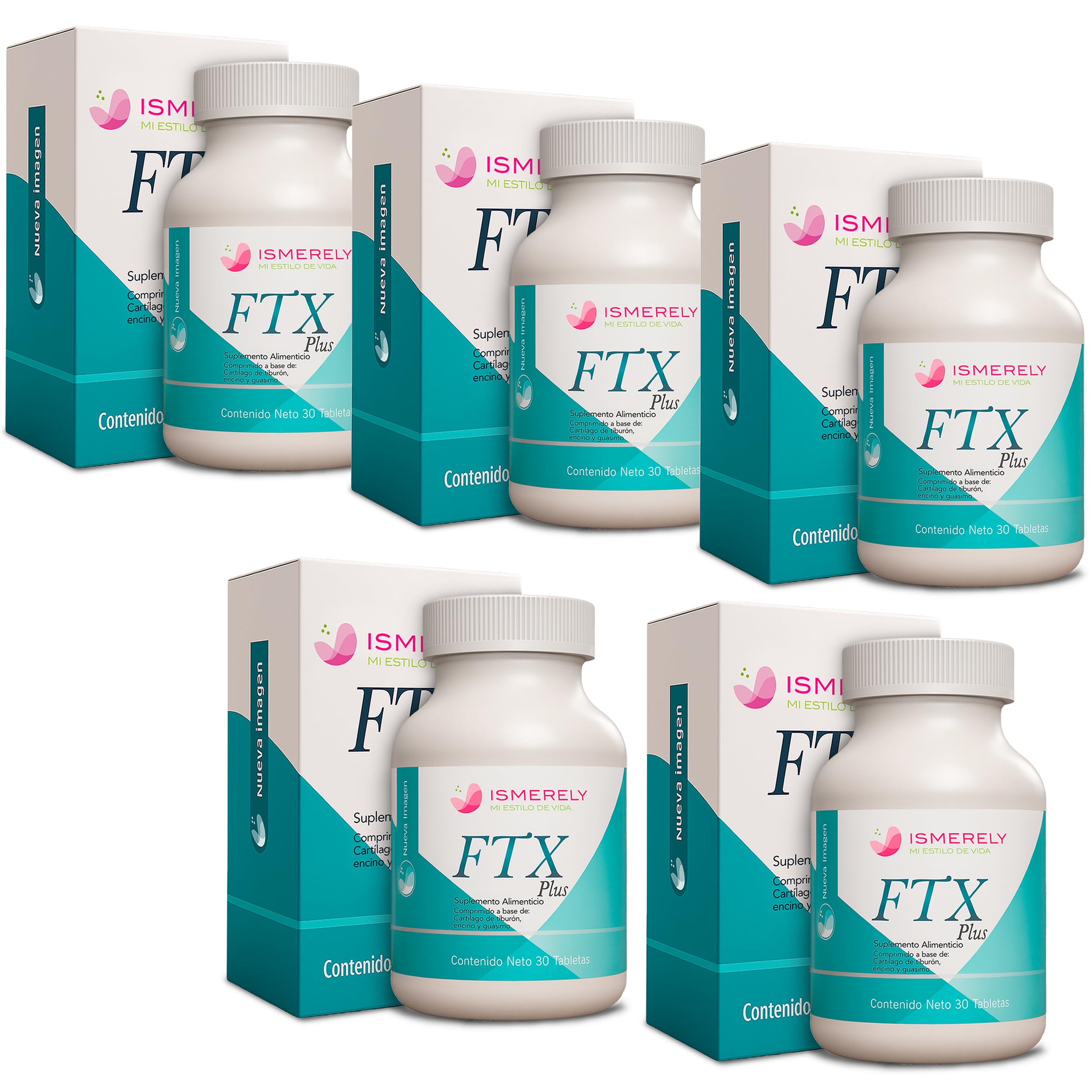 Kit 10 FTX Plus Supplement with Vitamin C D E Magnesium Collagen Vitamin E and More 30 Tablets