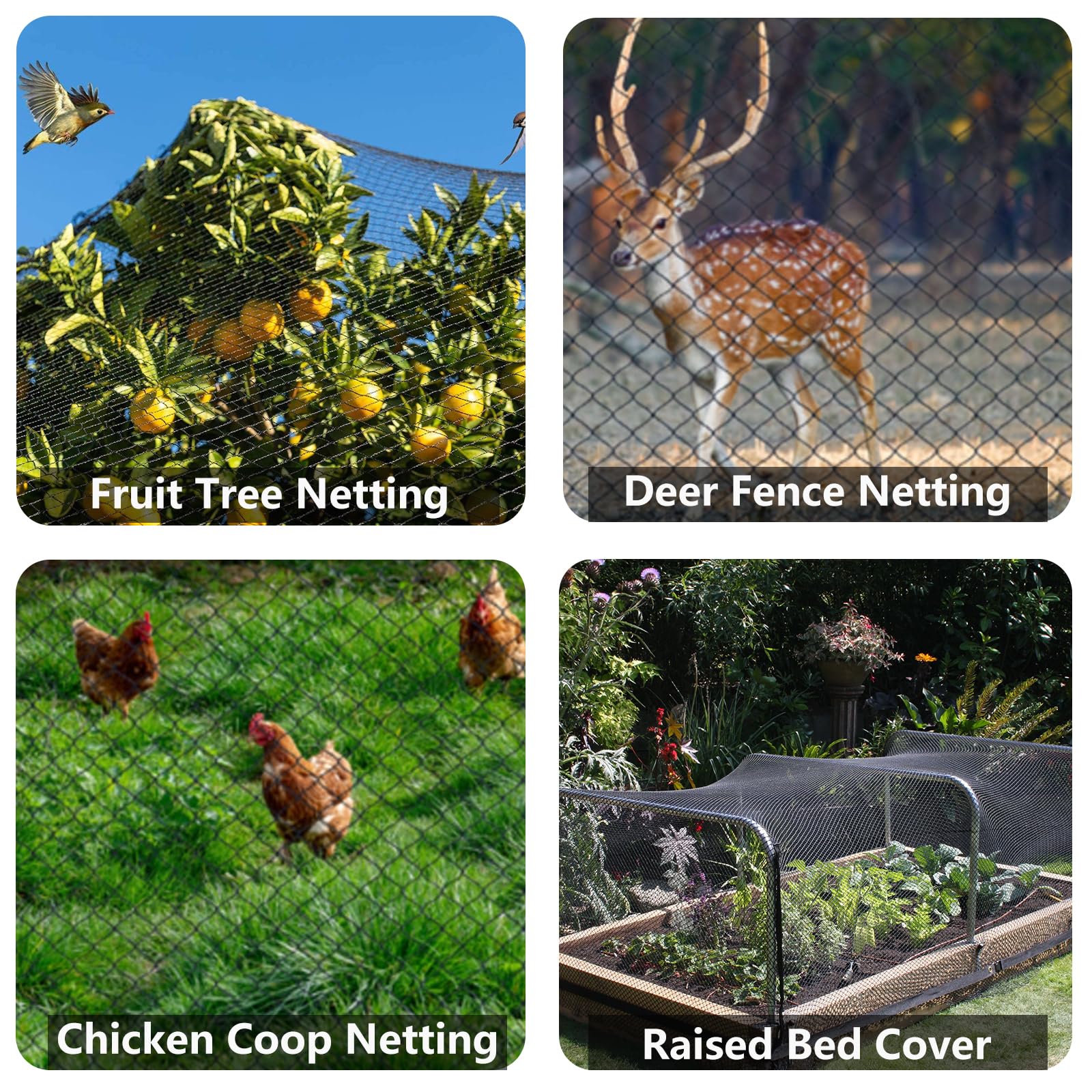 Malla Antipájaros 7.5x7.5m Red Antipájaros Malla Plastico Jardin Protección de Plantas, Árboles, Verduras, Frutas y Estanques contra Pájaros y Animales