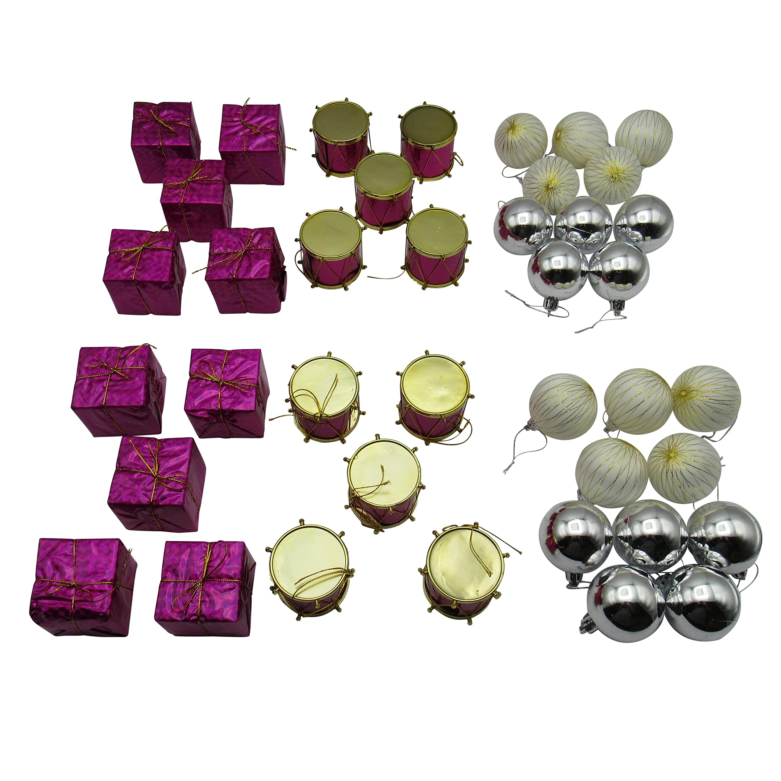 Secure Fix Direct Purple,Silver,White Traditional Mixed Christmas Tree Decorations X2 (Xmas Baubles Festive Ornaments)
