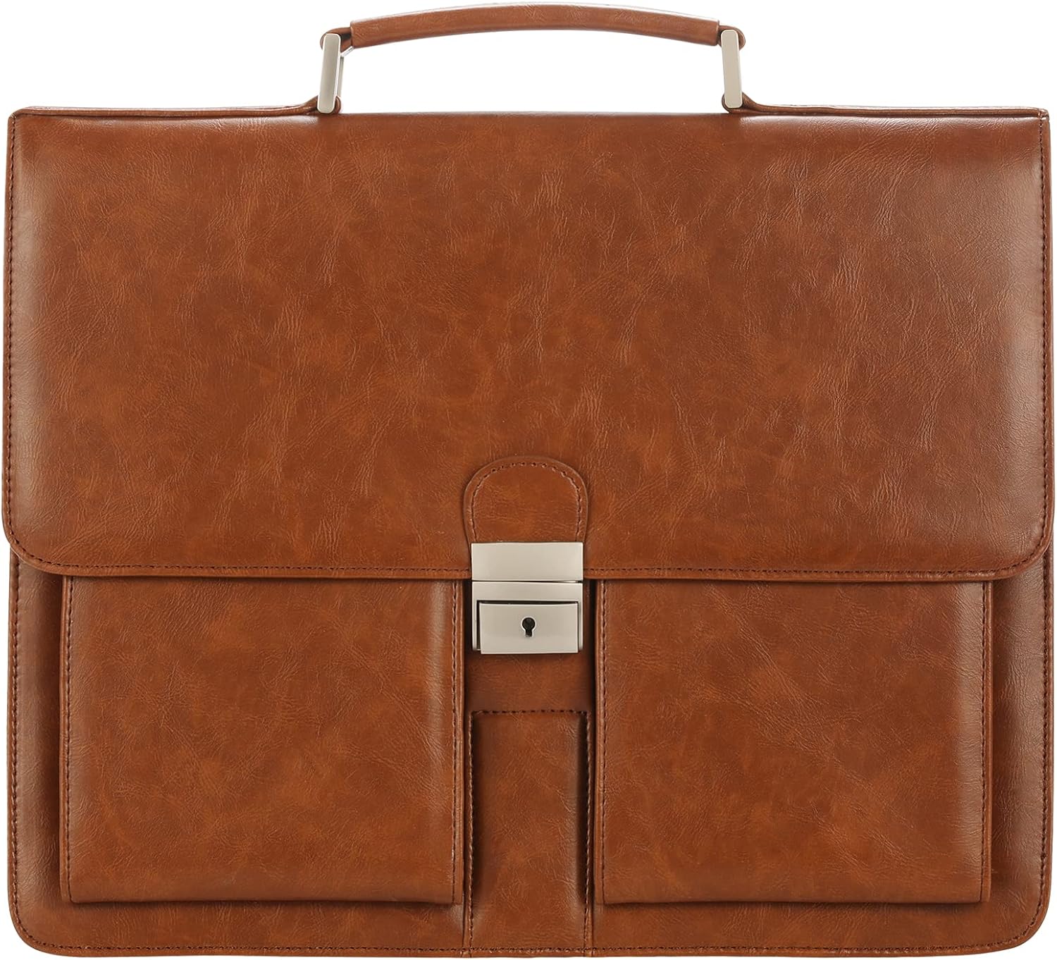 Jack&Chris Mens New PU Leather Attache Briefcase Traditional Messenger Lawyer Bag, MBYX015 Coffee