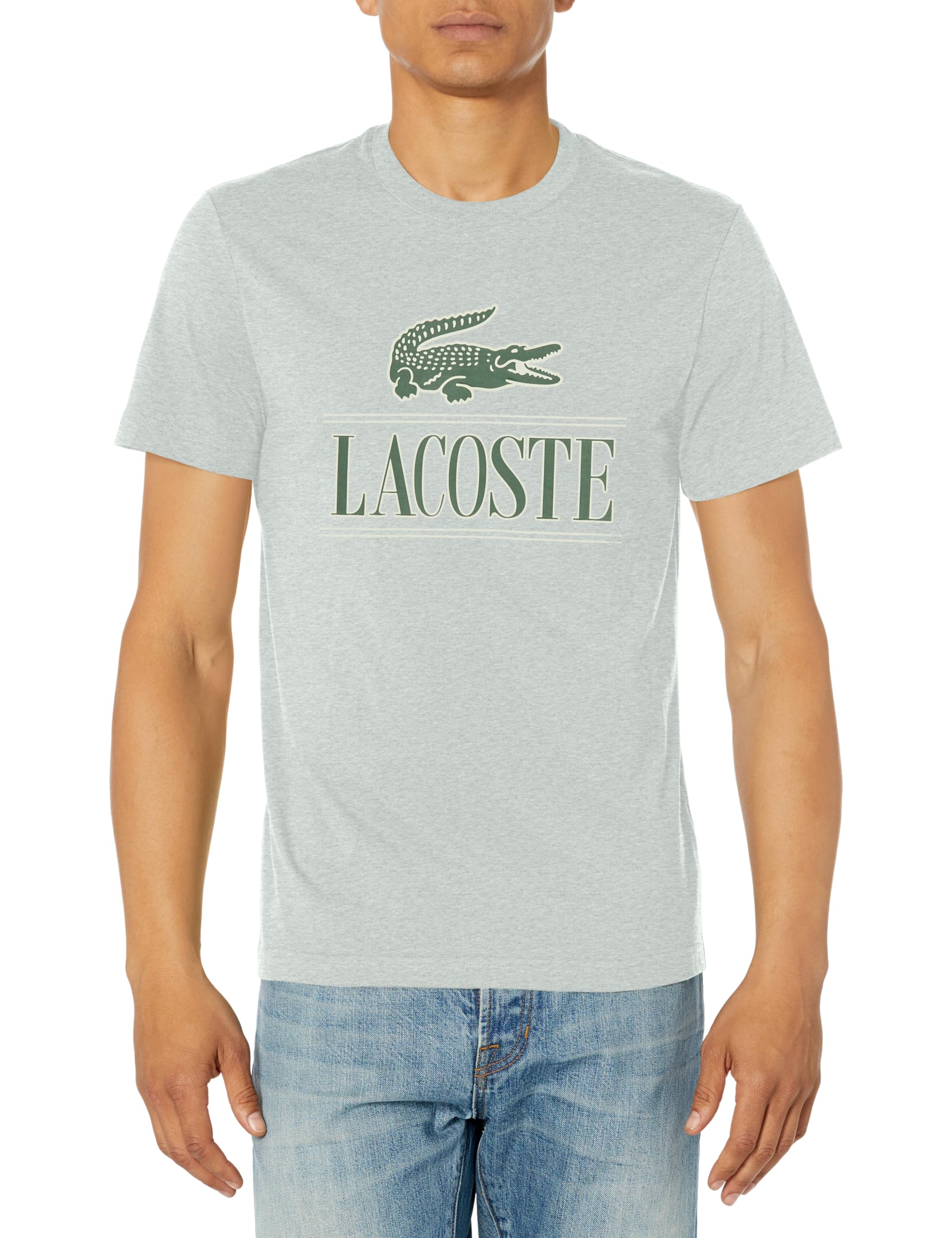 Lacoste Mens Crew Neck Short Sleeve Regular Fit Branding T-Shirt