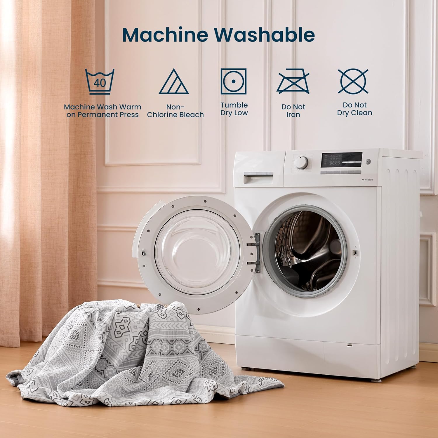 SLEEP ZONE Duvet Cover Set King Size, 3 Pieces Boho Bedding Set for All Season 1 Durable and Soft Farmhouse Duvet Cover with 2 Pillow Shams, 104"x90",Gray