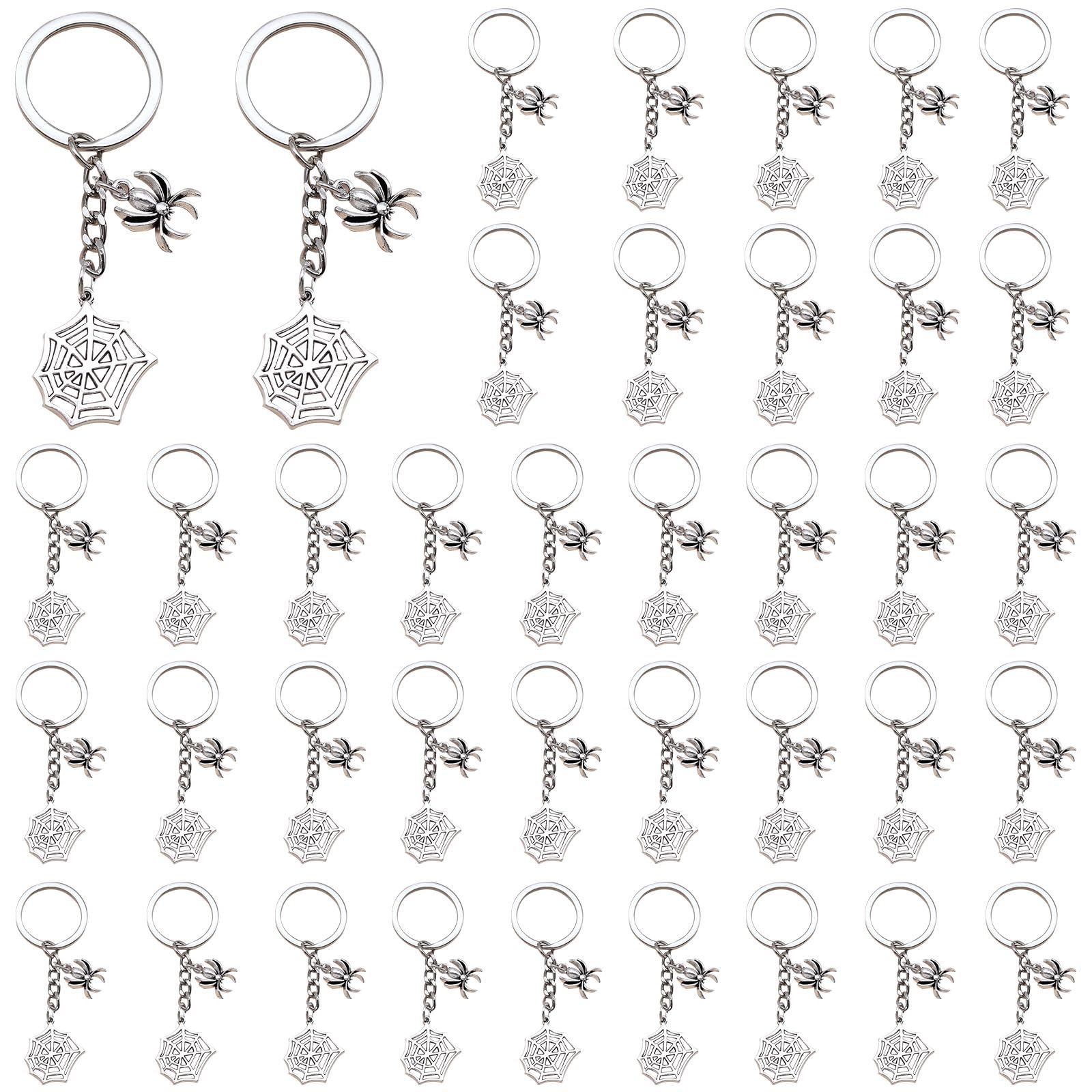 iMagitek 40 Pcs Spider Web Keychains Halloween Spider Gift Keychains Spider Charm Pendant Keychain for Halloween Gifts