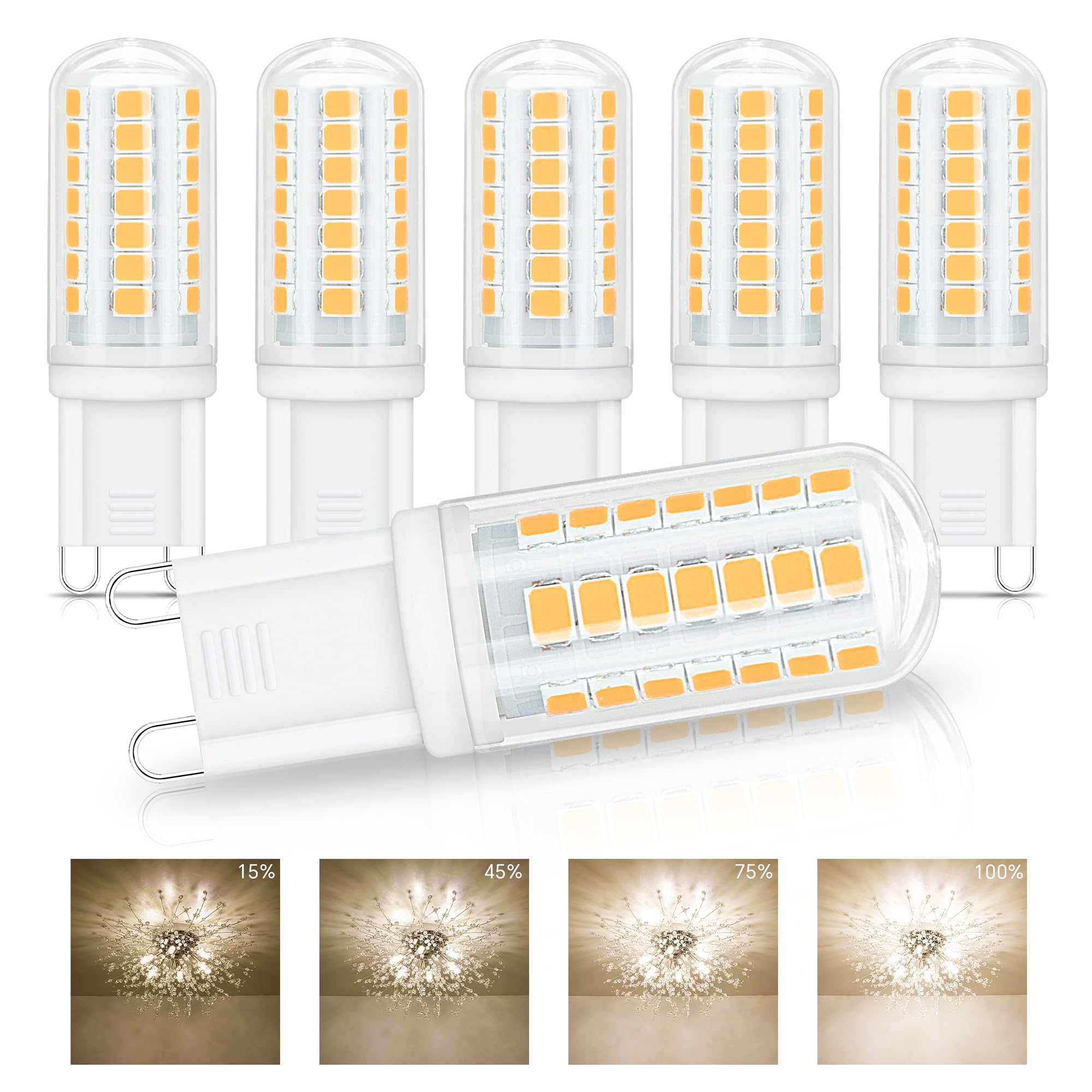 PURSNIC Dimmable G9 LED Bulbs, 3W G9 LED Light Bulbs Equivalent to 25W G9 Halogen Bulbs, Natural White 4000K 350LM, Energy Saving G9 LED Capsule Light Bulbs, CRI＞83, 6 Pack