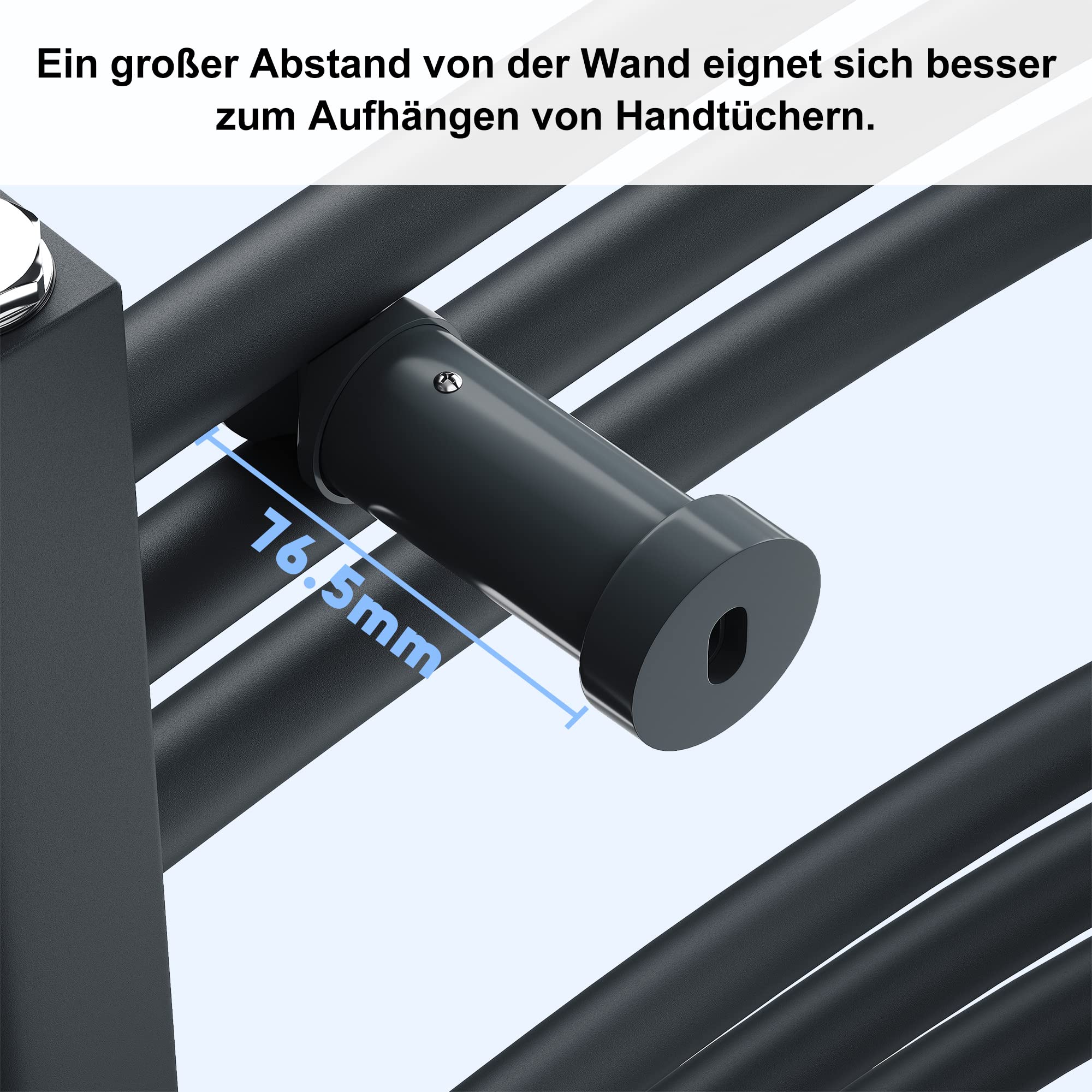 SONNI Scaldasalviette elettrico con termostato, 700 x 500 mm, antracite, curvo, attacco centrale, ovale, scaldasalviette per bagno, riscaldamento, 400 W