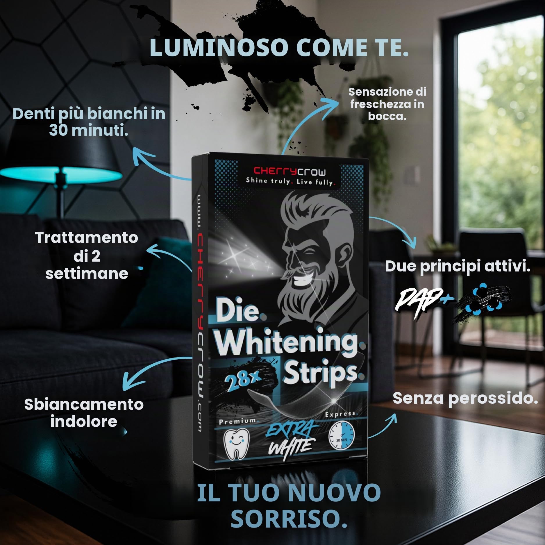 Le strisce sbiancanti | Strisce sbiancanti dei denti (28 strisce) per denti extra bianchi | Strisce sbiancanti denti professionali | Formula 2025 Pure White | Trattamento Teeth Whitening Express con