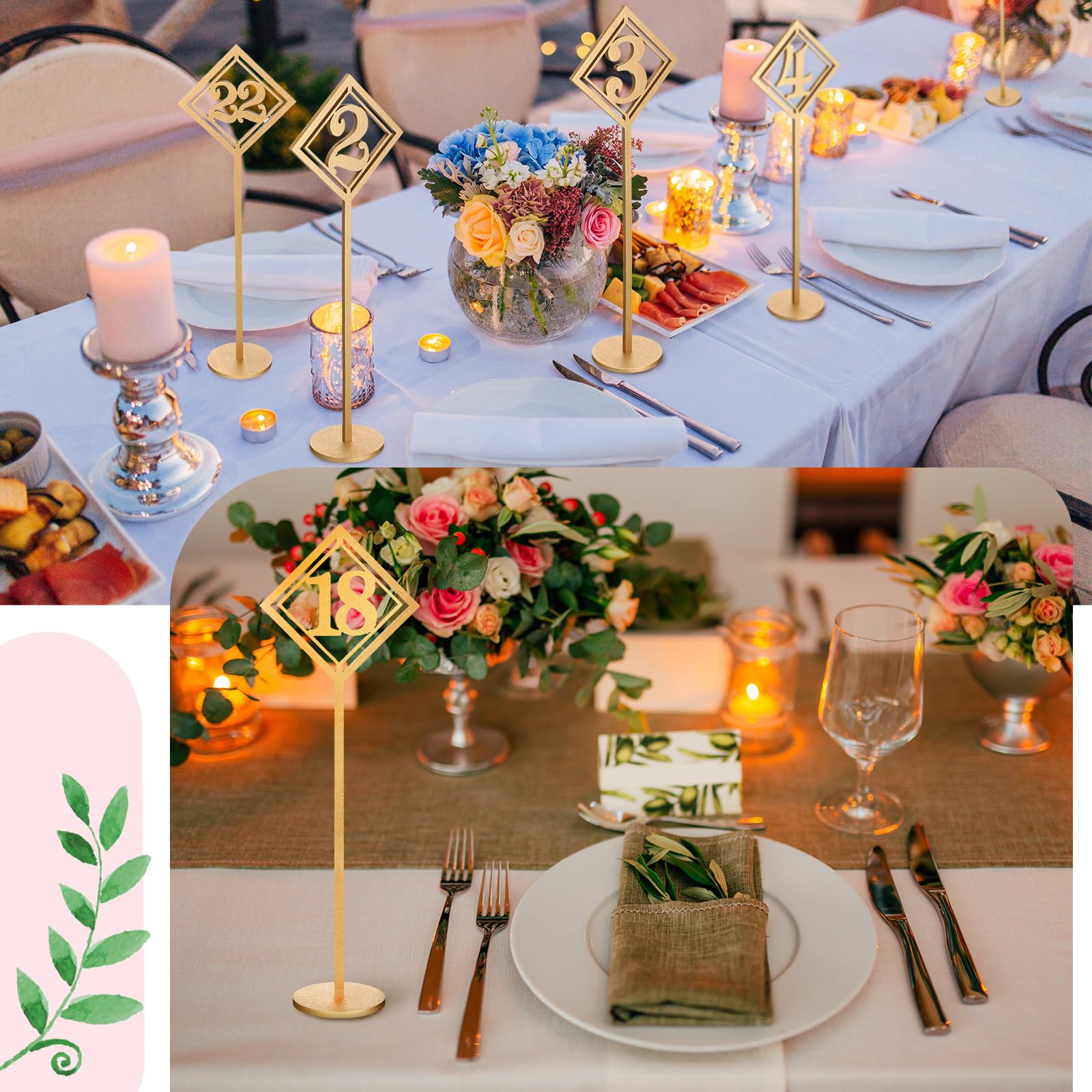 Lineshading Tischnummern aus Holz für Hochzeitsempfang, goldene Sitznummern mit Halterung, Tischnummern 1–30, rustikale Tischnummernständer für Hochzeit, Party, Restaurant, Event, Catering, 30 Stück