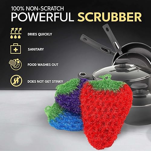 Miniatura 2 de Fun - Esponja de cocina con forma de fruta para lavar platos, esponjas reutilizables para fregar, limpiar, lavar platos, esponjas sin olor, para