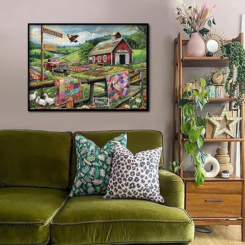 Miniatura 5 de Rompecabezas de 1000 piezas de granja de vida campestre para adultos, rompecabezas de flores de pájaro natural, desafiante rompecabezas de paisaje