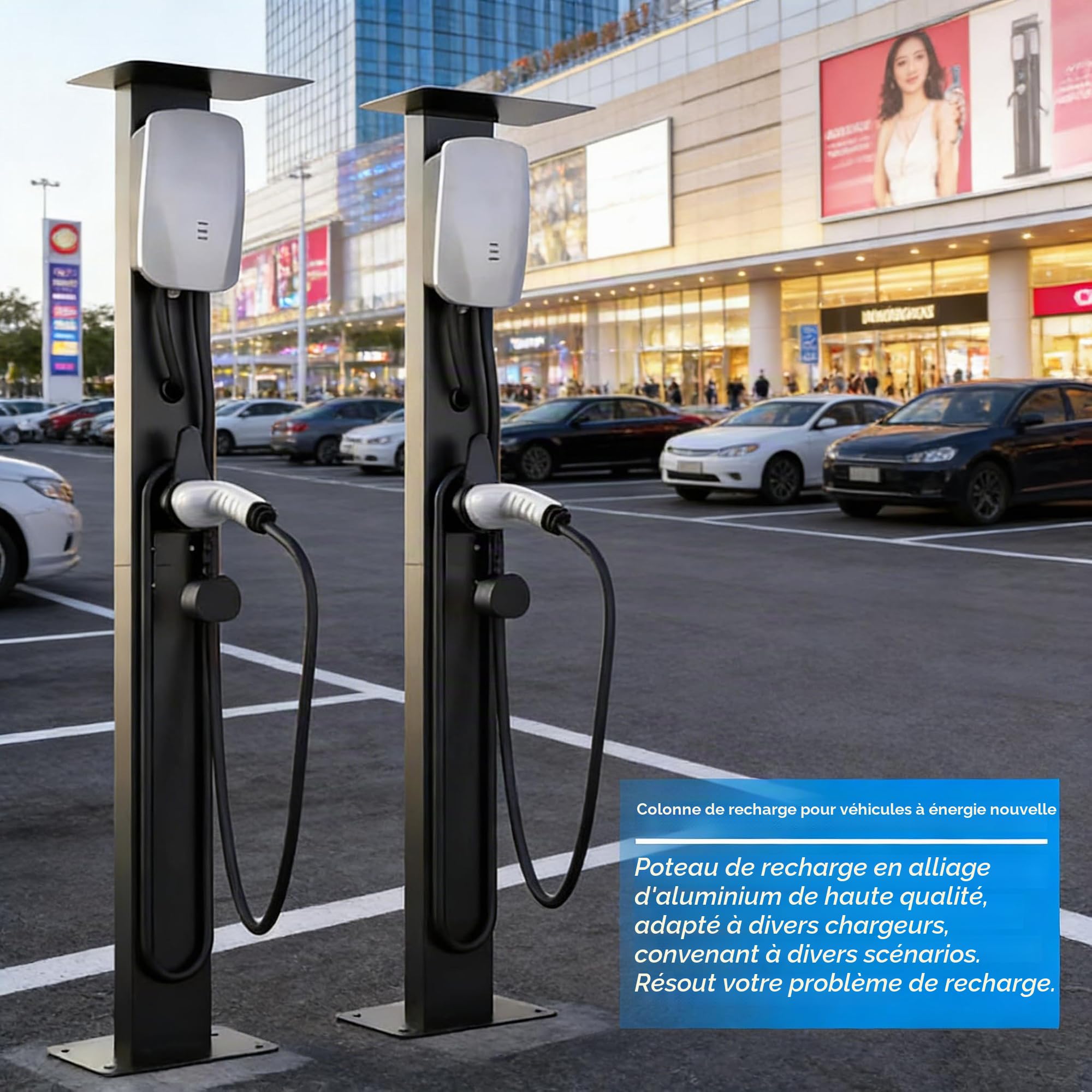 Wallbox - Poteau de Montage sur Pied - pour Station de Charge pour Voitures électriques - Protège Votre Chargeur - Dimensions : 150 cm x 28 cm x 21 cm