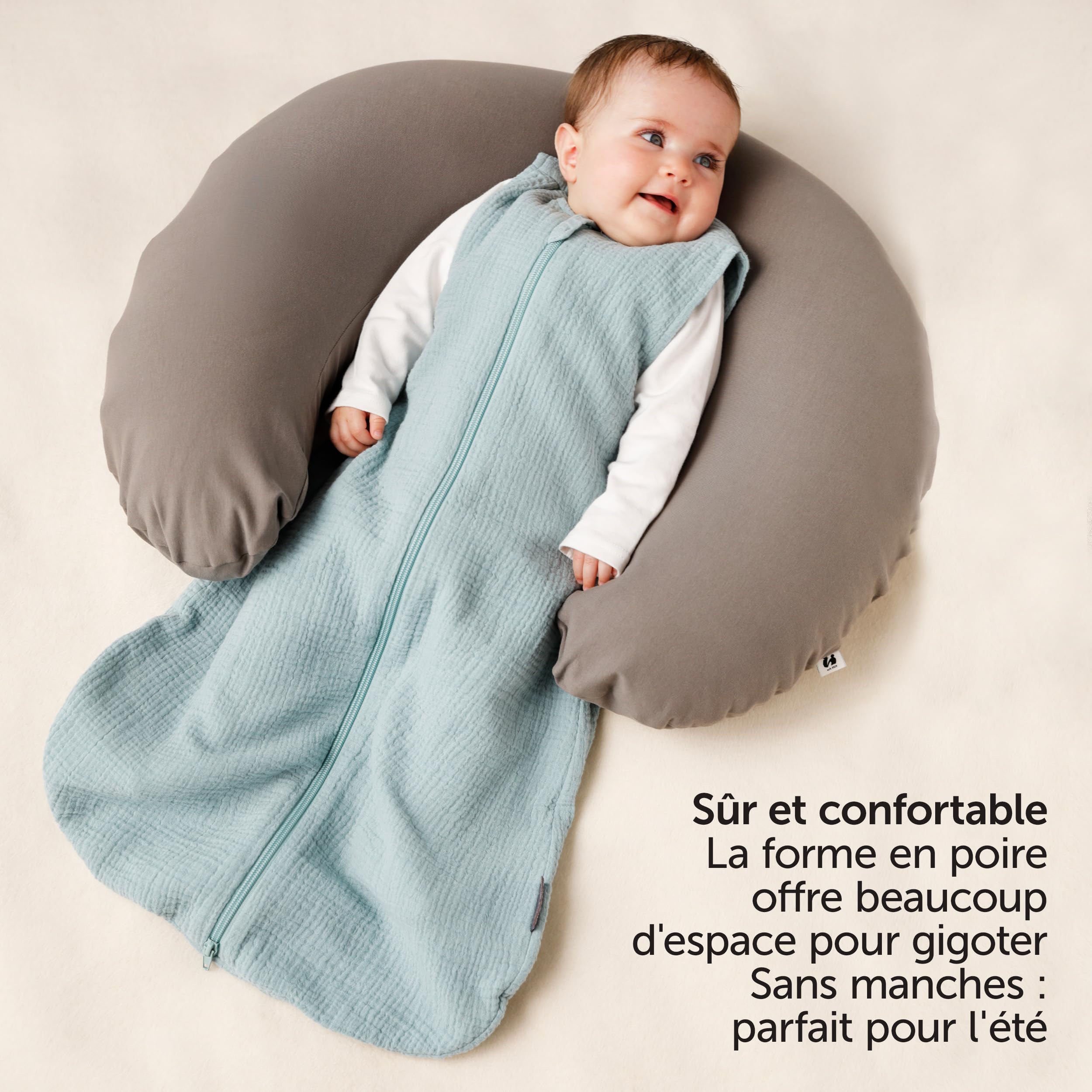 LaLoona Gigoteuse Bébé Été Mousseline sans Manches 0.5 TOG, Turbulette Légère 100% Coton Respirant – Gigoteuse Ete Printemps Certifiée Oeko-Tex - Vert Menthe (110 cm)