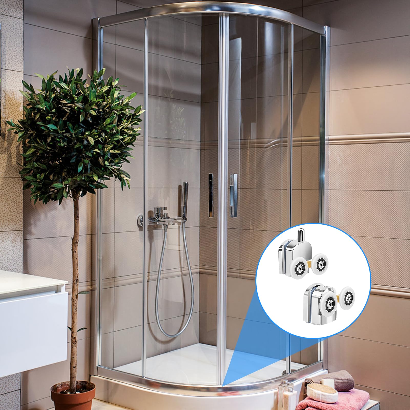 Set 8 Rotelle Box Doccia Universali 23mm - Rulli Superiori E Inferiori Per Vetro 4-5mm - Foto 9