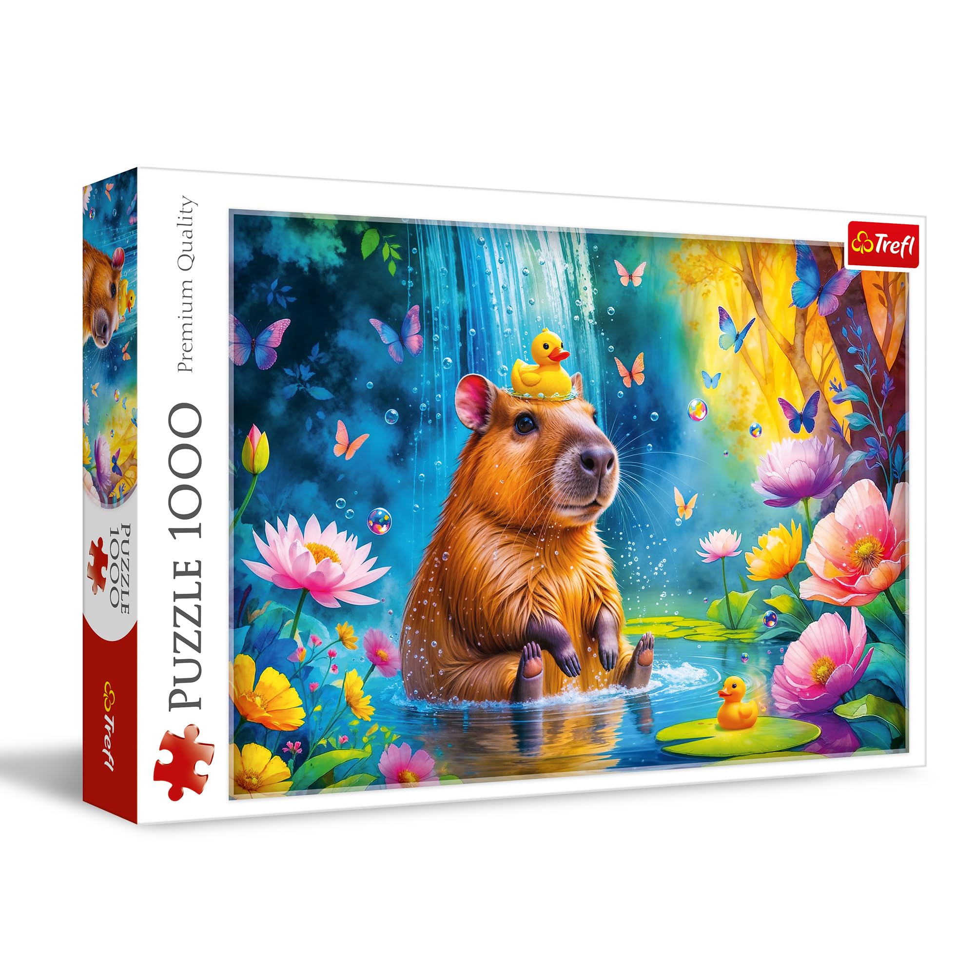 Trefl - Capybara - Puzzle 1000 Pieces - Puzzle with a Capybara in front of a Waterfall, for Adults and Children from 14 Years