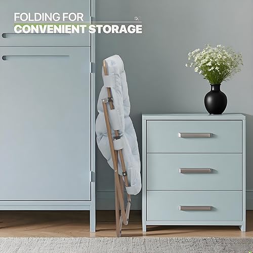 Miniatura 5 de Magshion Silla plegable con platillo para adultos, cómodo asiento de lectura, asiento de piel sintética con marco de metal acolchado grueso para