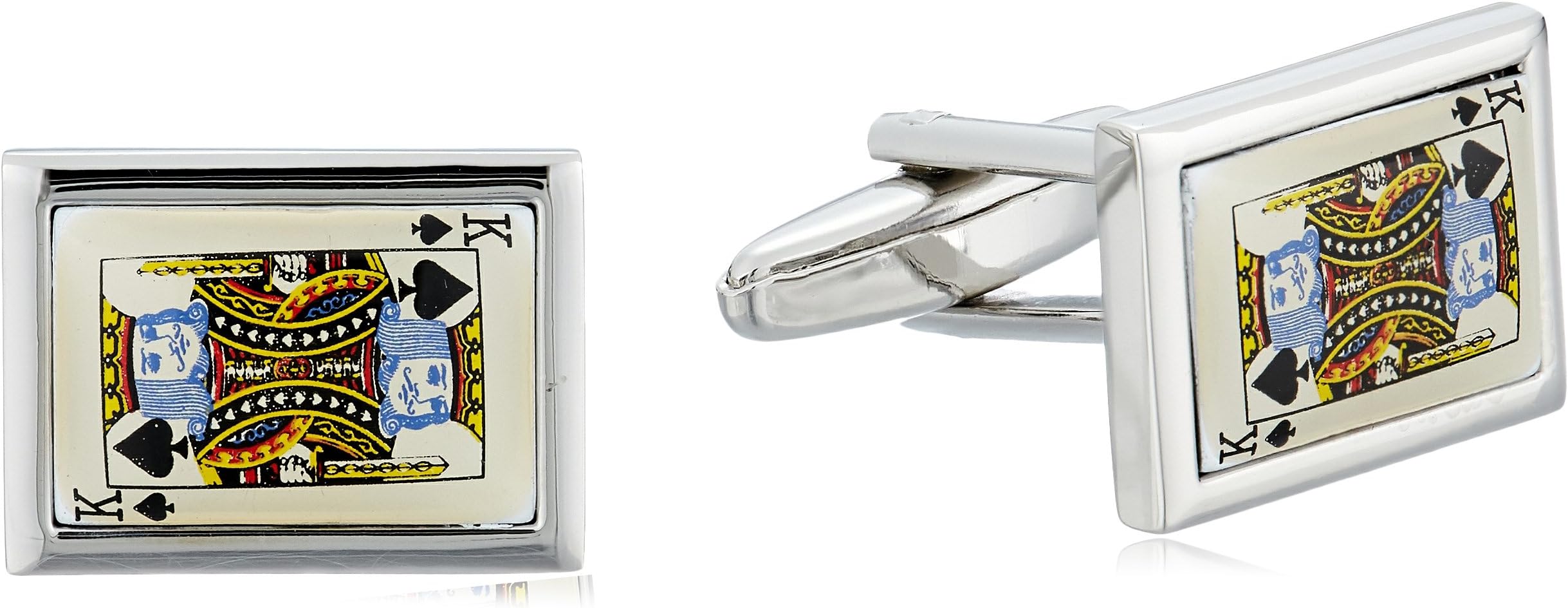 West Coast JewelryCrucible Jewelry Mens High Polished King of Spades Cuff Links, White, One Size